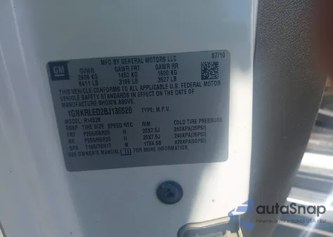 2011 Chevrolet Traverse Ltz z USA, uszkodzony, nr VIN 1GNKRLED2BJ136520